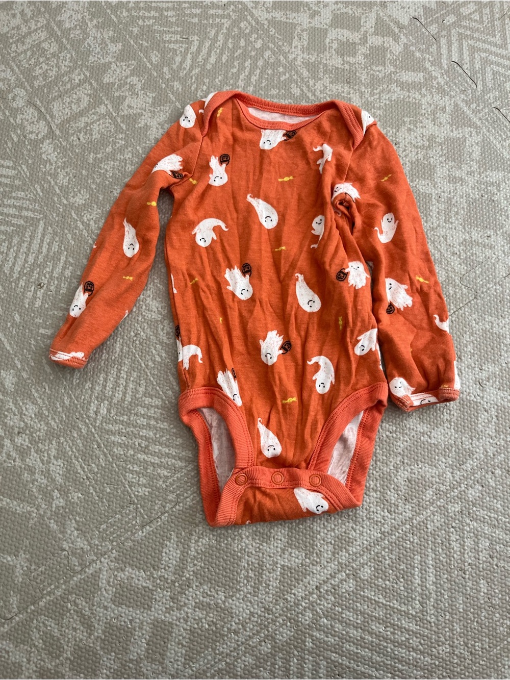 Carter’s First Halloween Ghost Printed Orange long sleeve bodysuit onesie